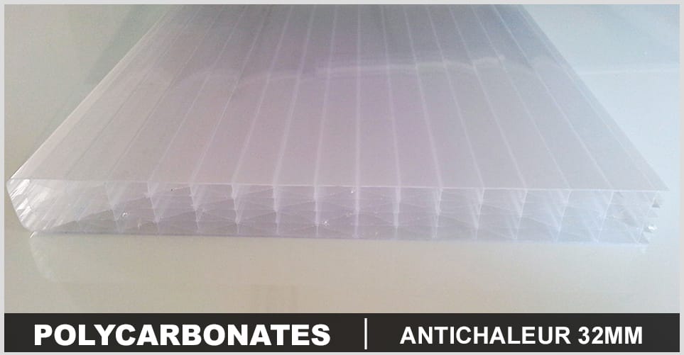 Plaque alvéolaire Polycarbonate - Incolore - 10 Parois - 32 mm 